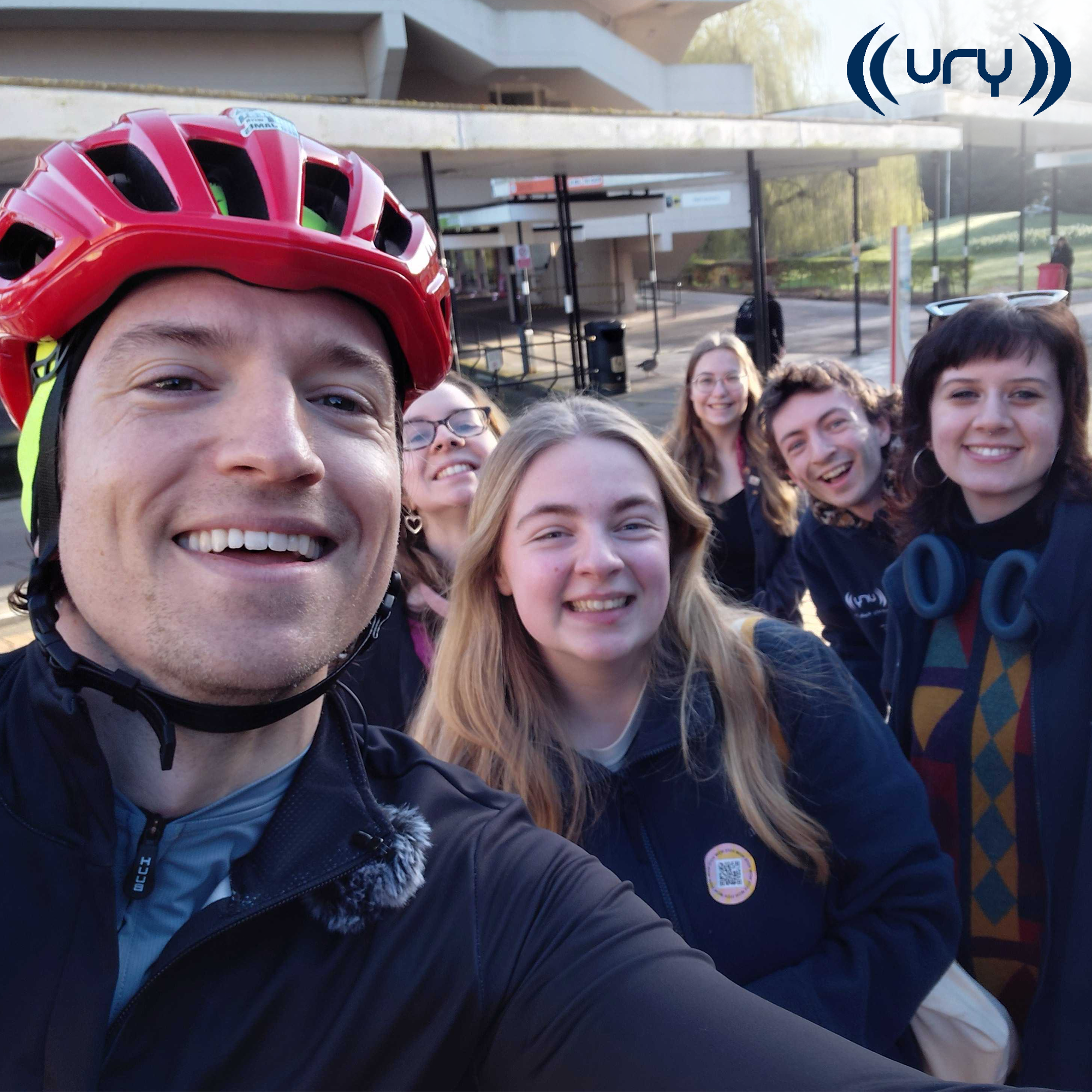 URY catch Greg James on a bike! Logo