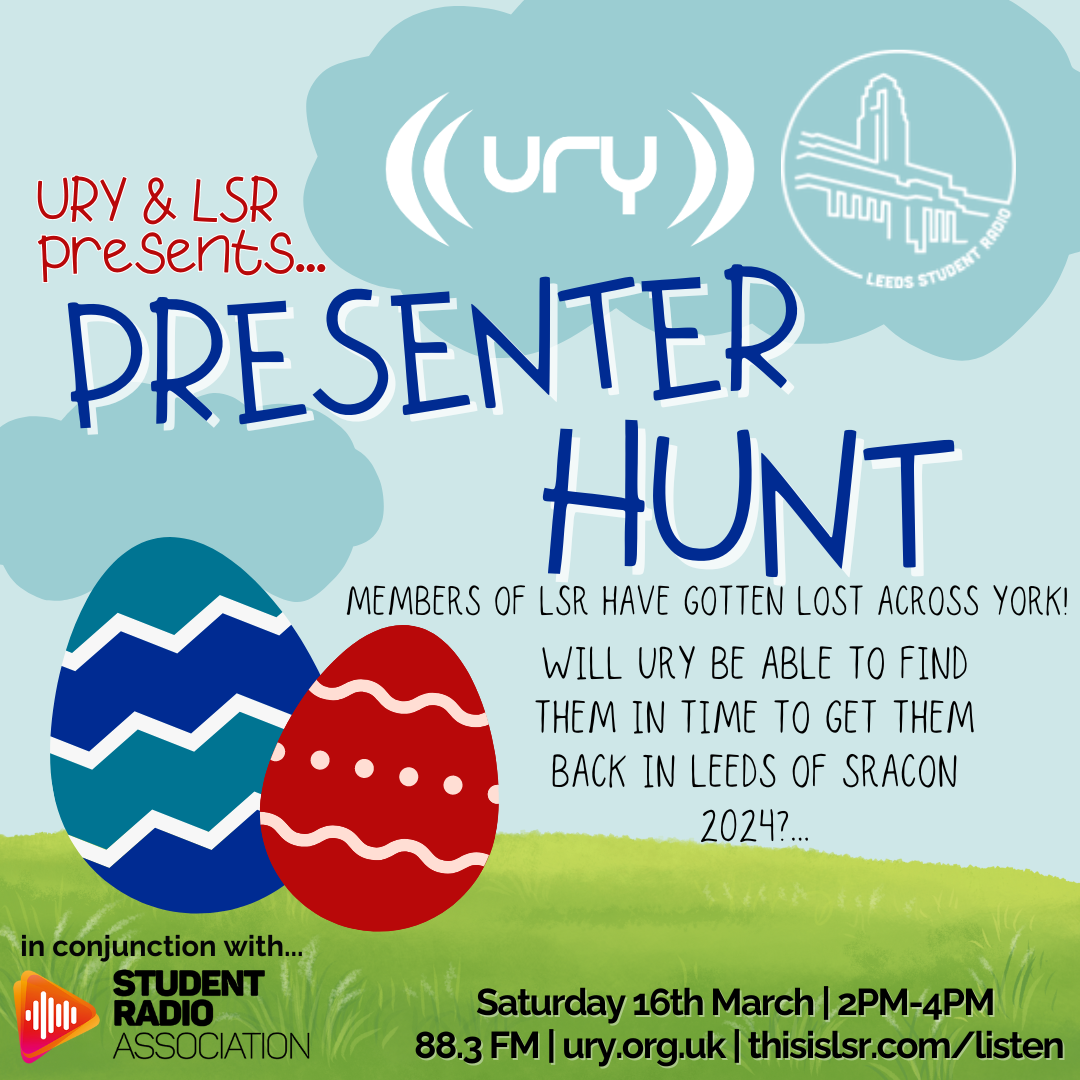 The URY & LSR Presenter Hunt logo.