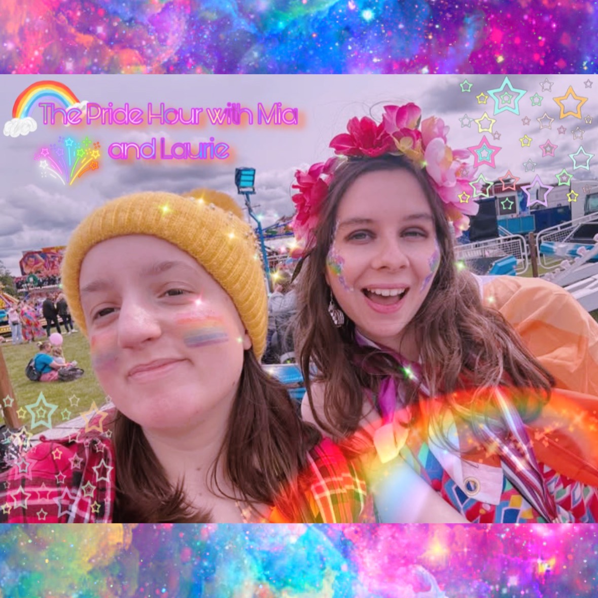 The Pride Hour with Mia and Laurie logo.